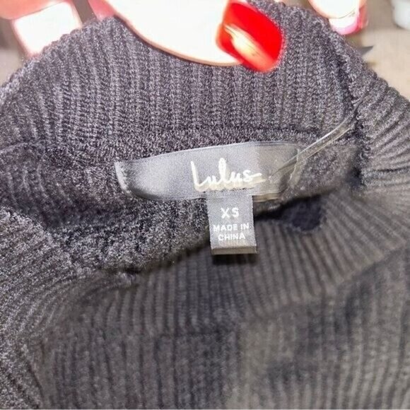 LuLus Black Acrylic Long Puffed Sleeve Cut Out Pullover Sweater Size XS - Picture 7 of 9